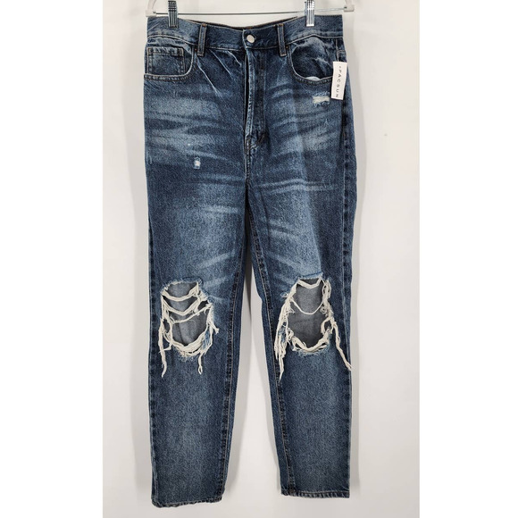 NWT New Pacsun Ultra High‎ Rise Slim Destroyed Mom Jeans Straight Leg Size 29 - Picture 1 of 9